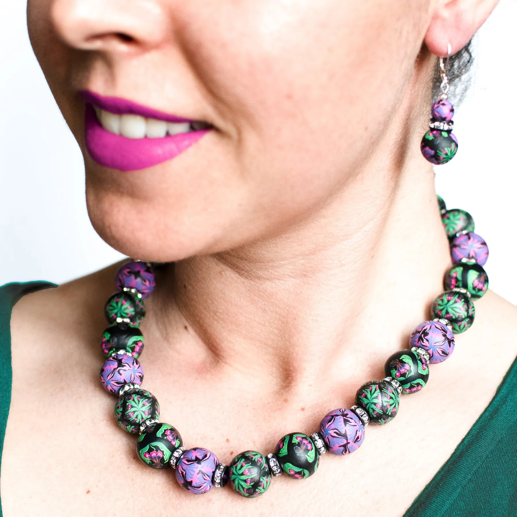 Iris Jumbo Bead Crystal Necklace