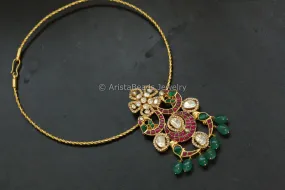 Jadau Kundan & Moissanites Fusion Pendant Hasli Necklace