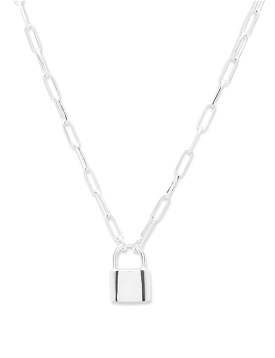 Kara Padlock Charm Necklace, Silver