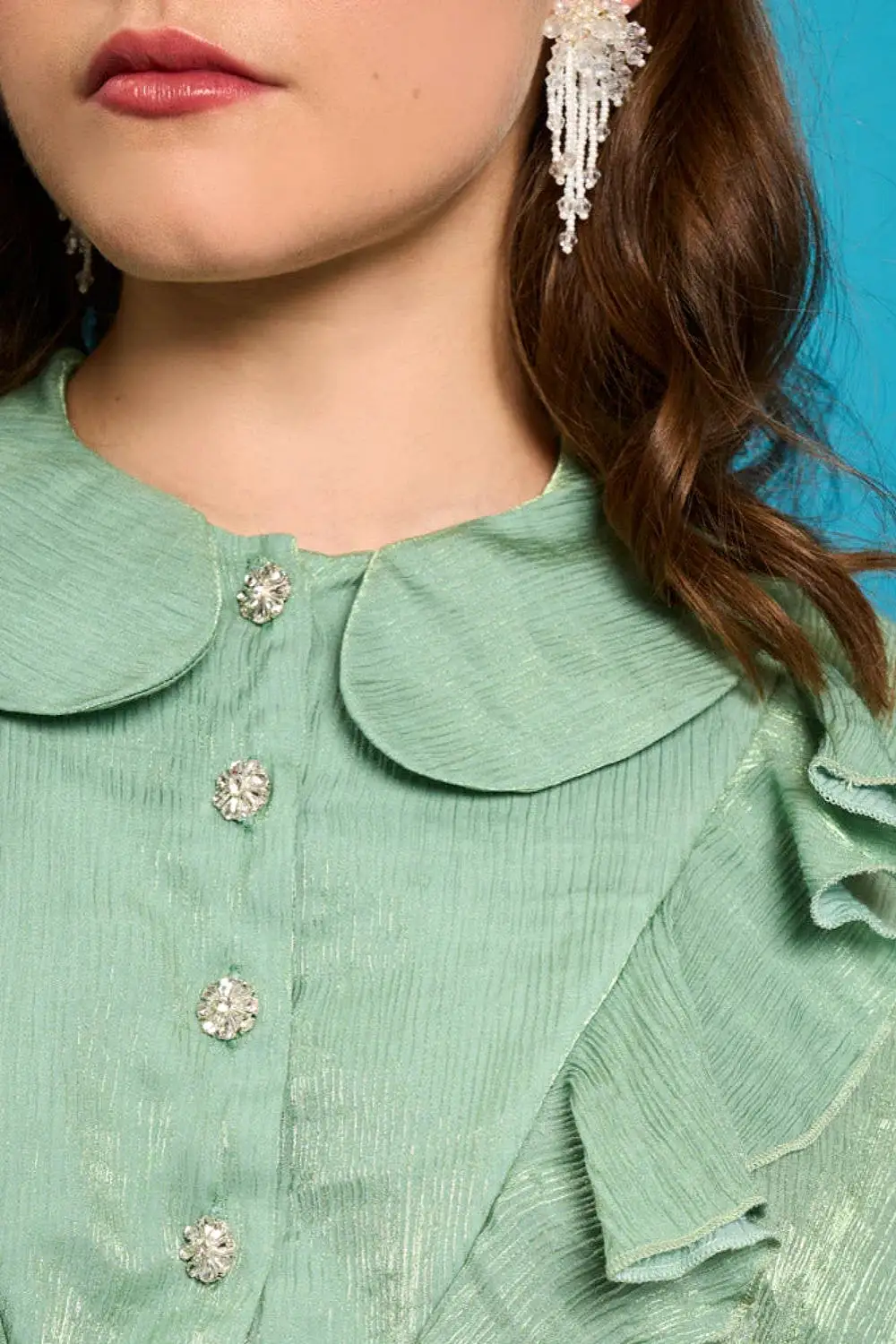 LAGOON SHELL RUFFLE BLOUSE