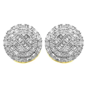 Large Baguette Circle Diamond Earrings .40cttw 10K Yellow Gold