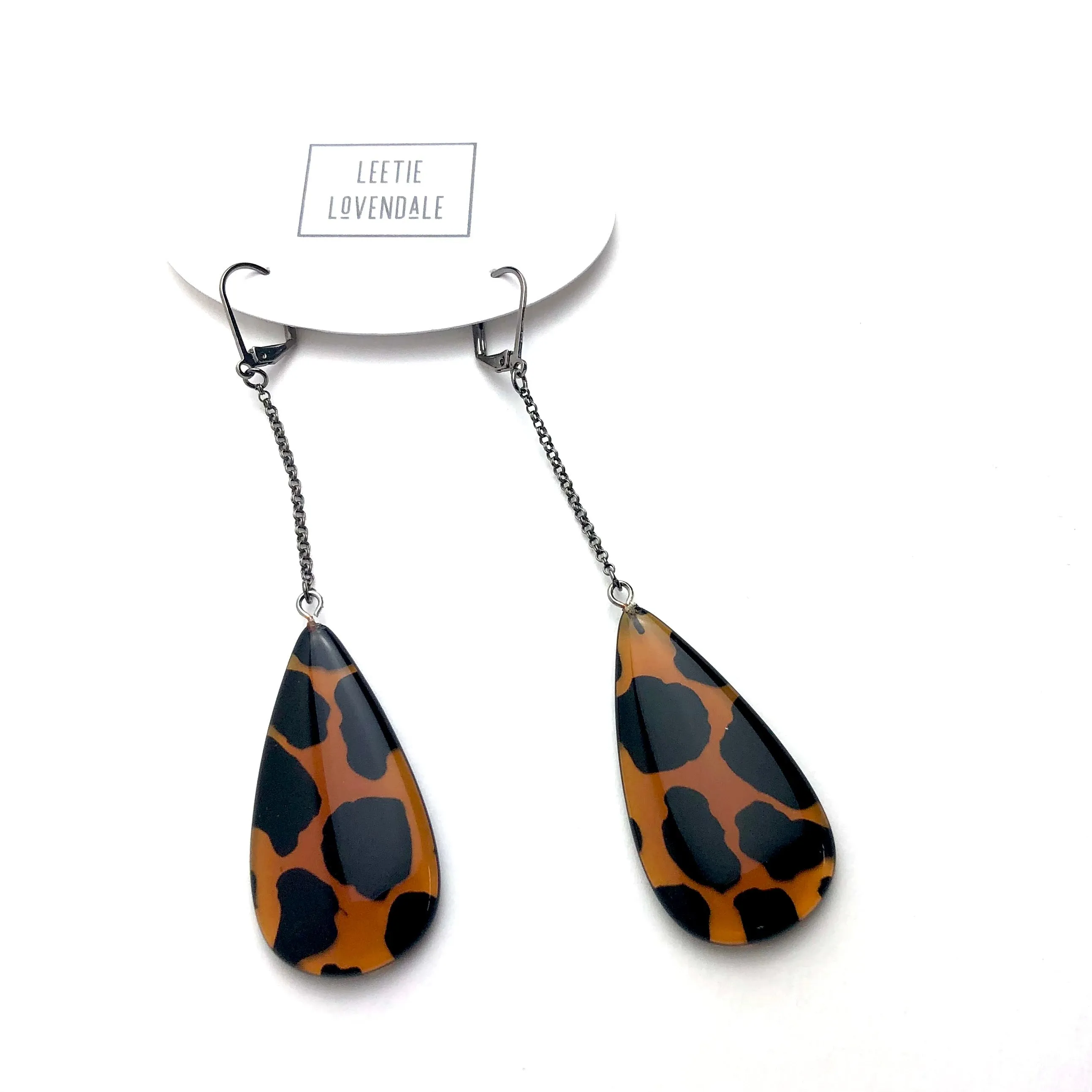 Leopard Lever Chain Drop Earrings