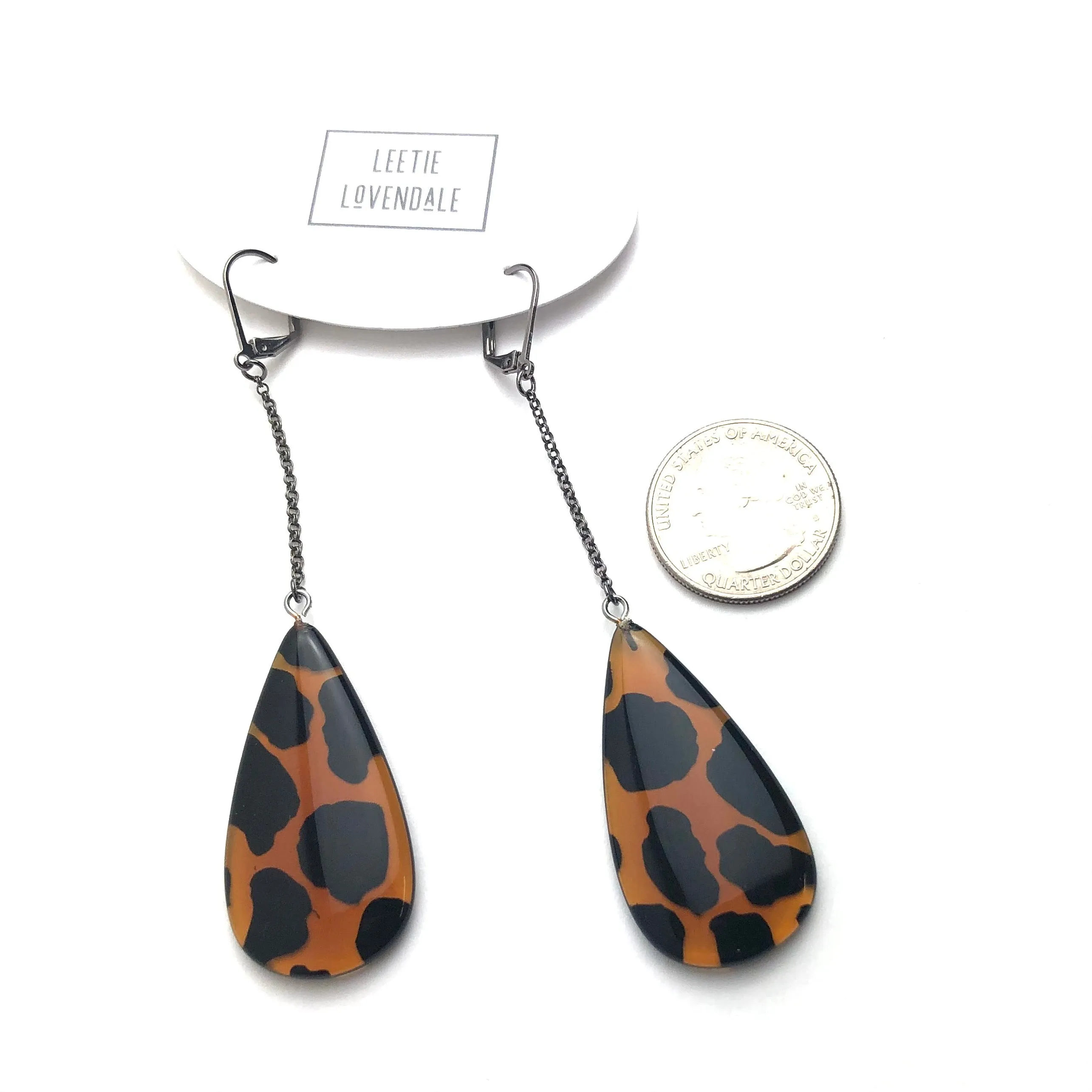 Leopard Lever Chain Drop Earrings