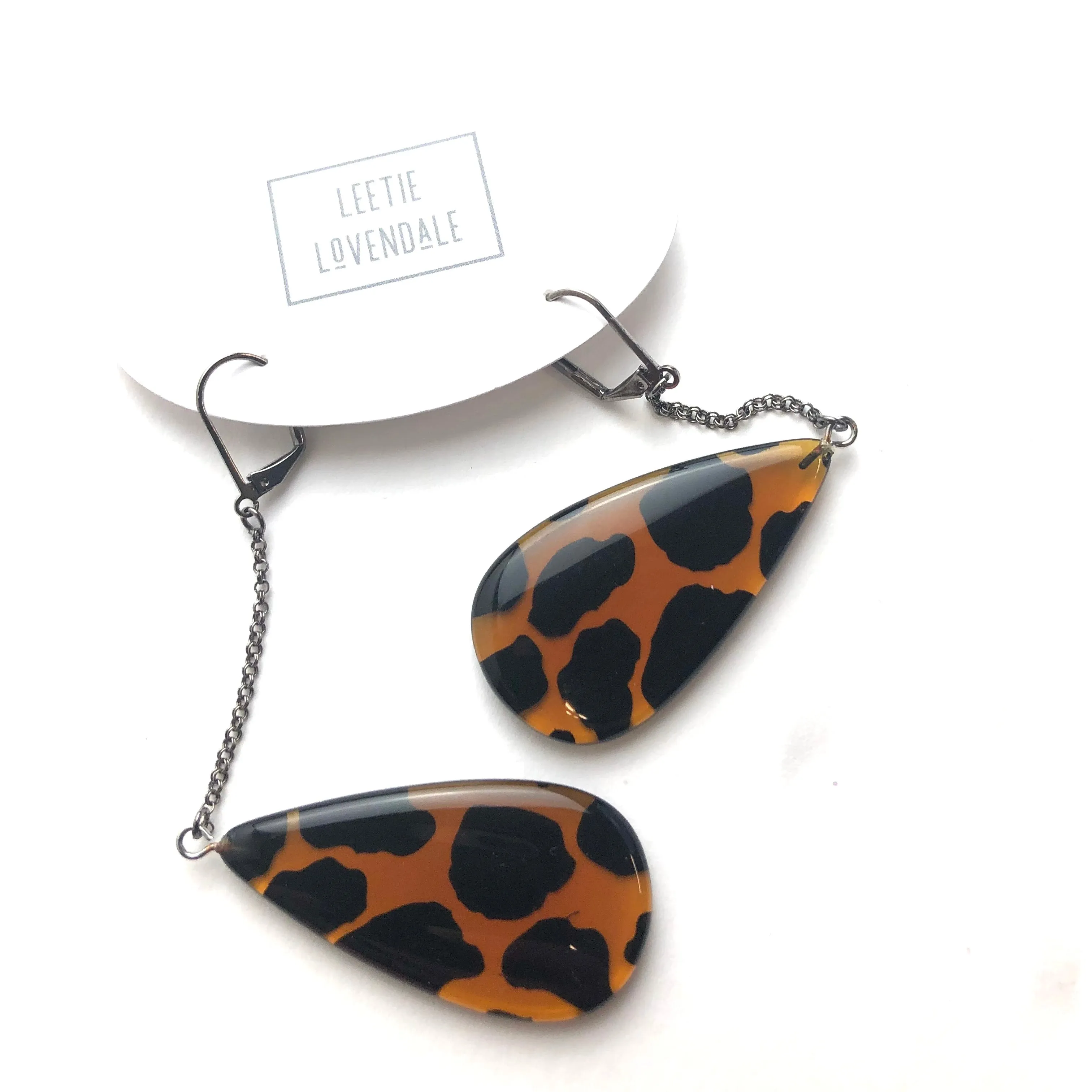 Leopard Lever Chain Drop Earrings