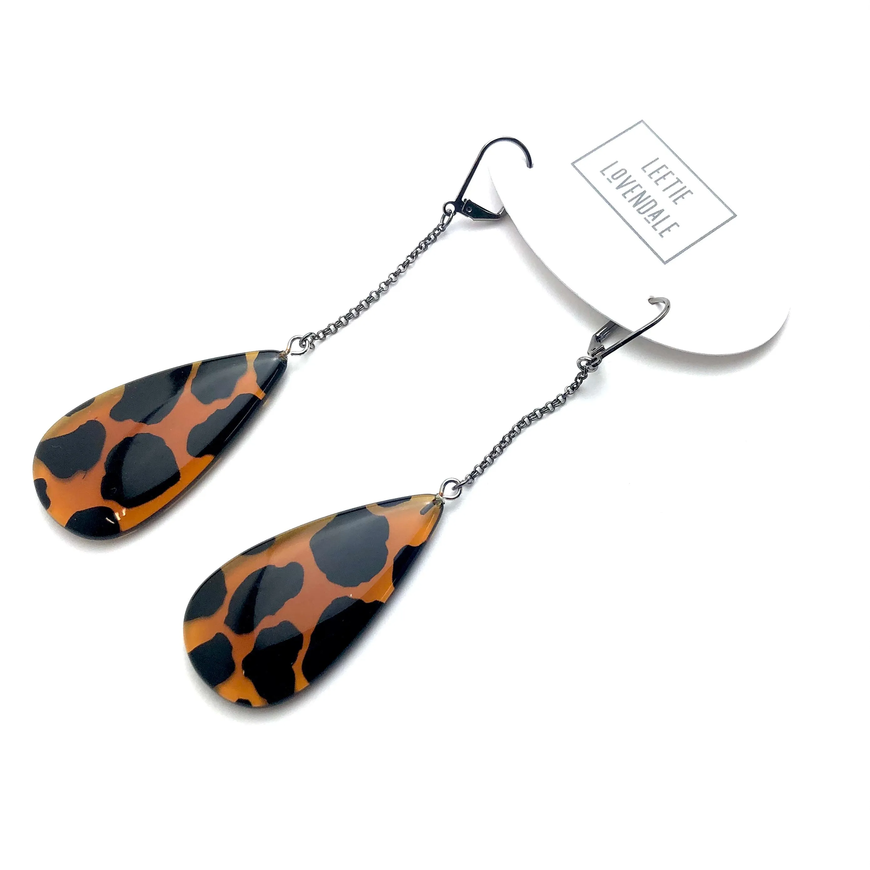 Leopard Lever Chain Drop Earrings