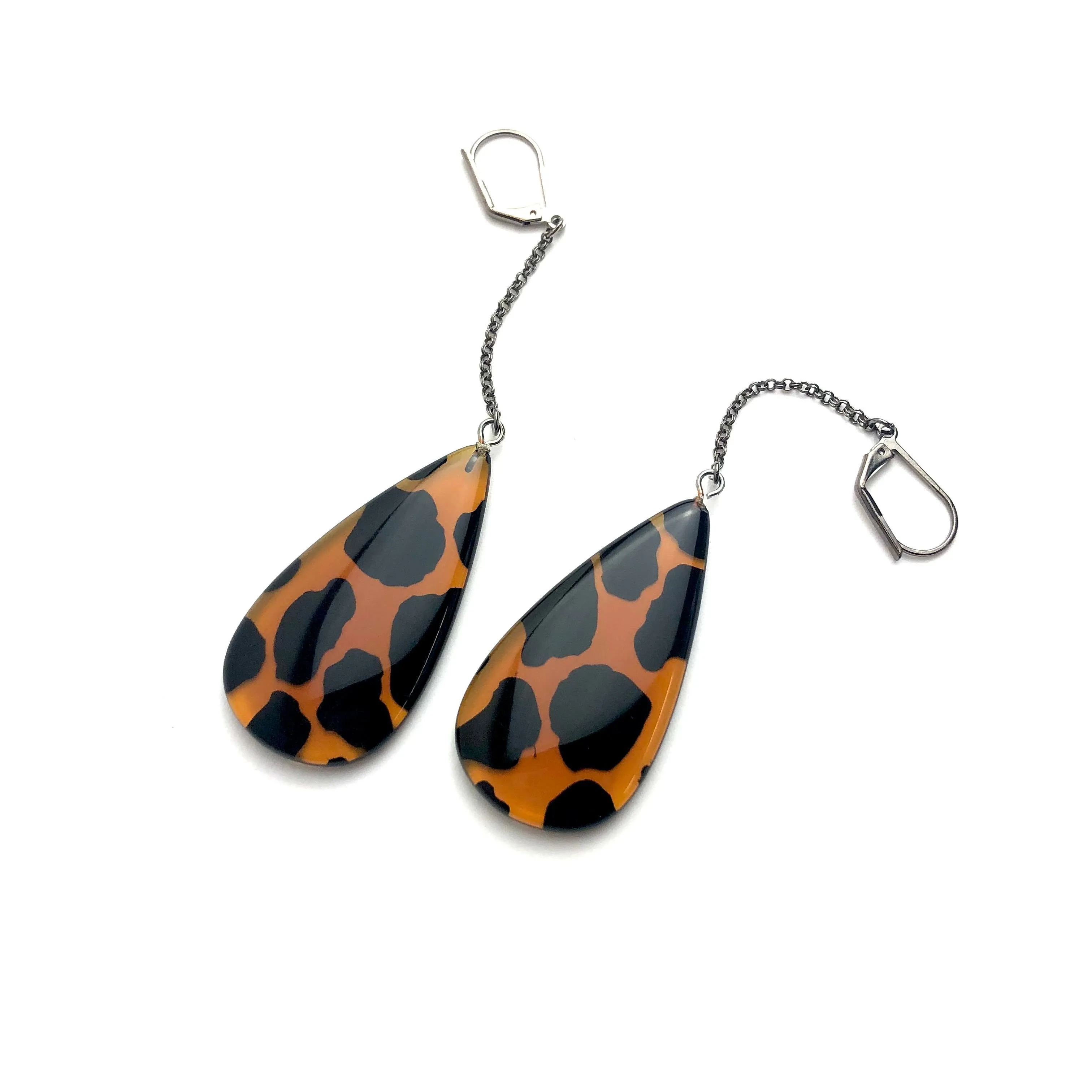 Leopard Lever Chain Drop Earrings