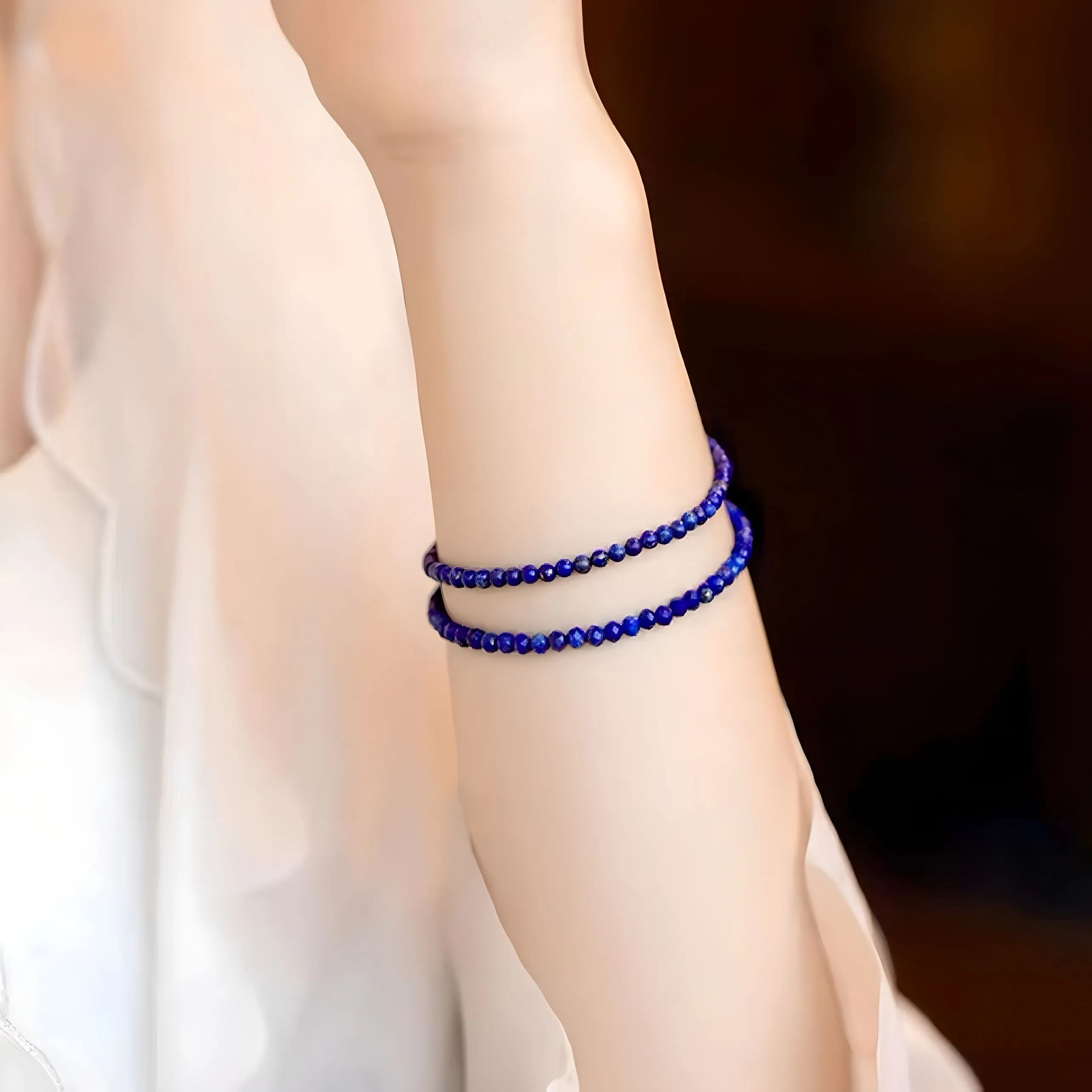 Luxyin Kimberley Lapis Lazuli Crystal Bead Bracelet