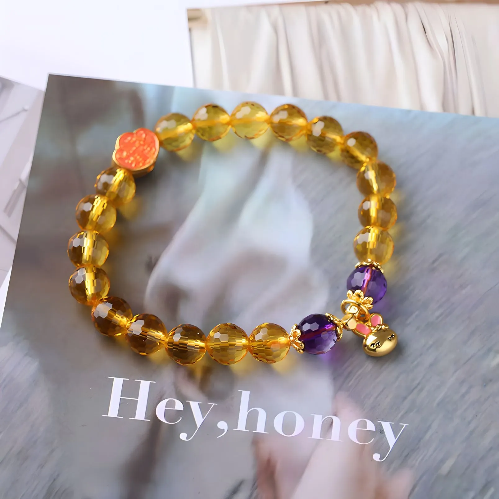 Luxyin Merry Citrine Crystal Bead Bracelet