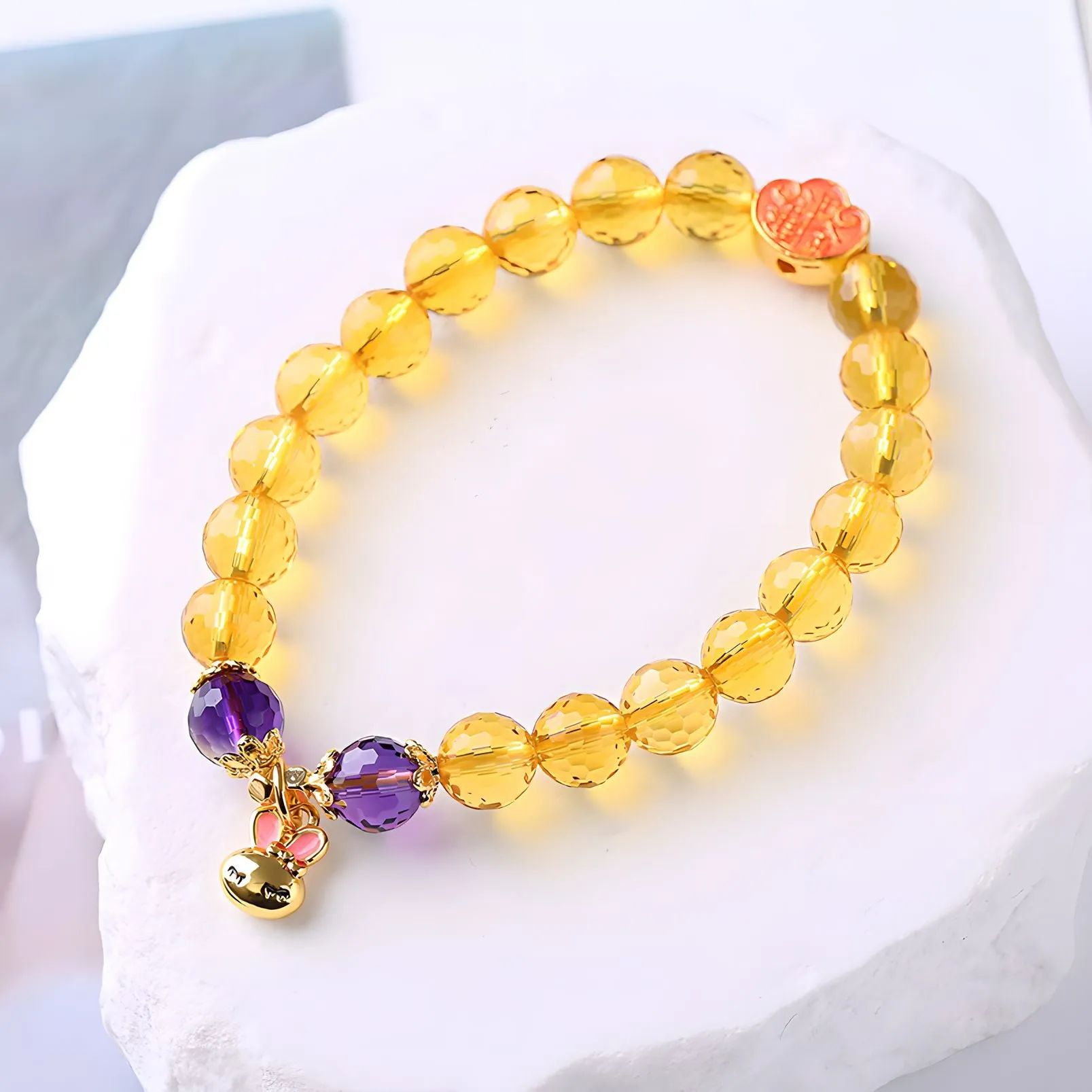 Luxyin Merry Citrine Crystal Bead Bracelet