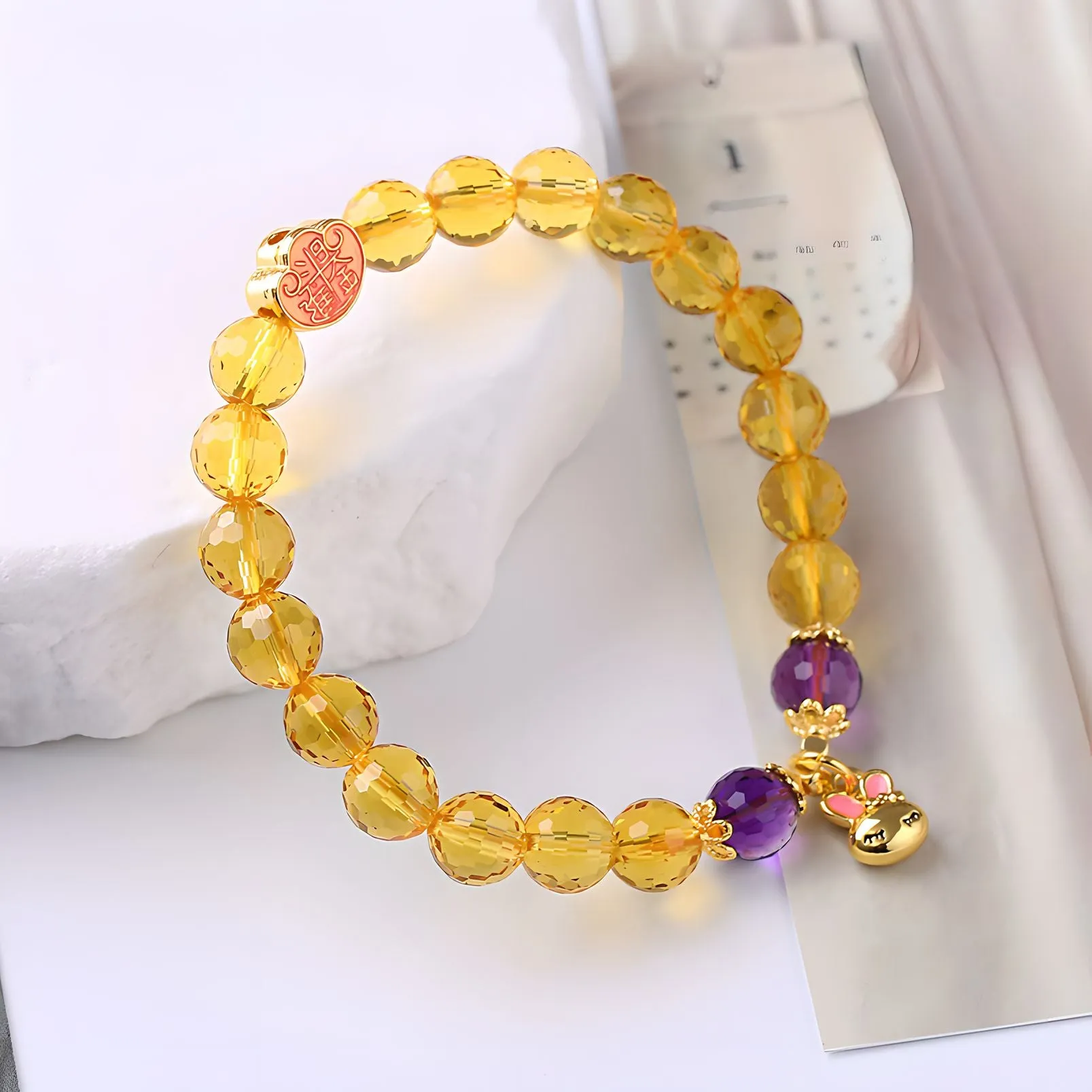 Luxyin Merry Citrine Crystal Bead Bracelet