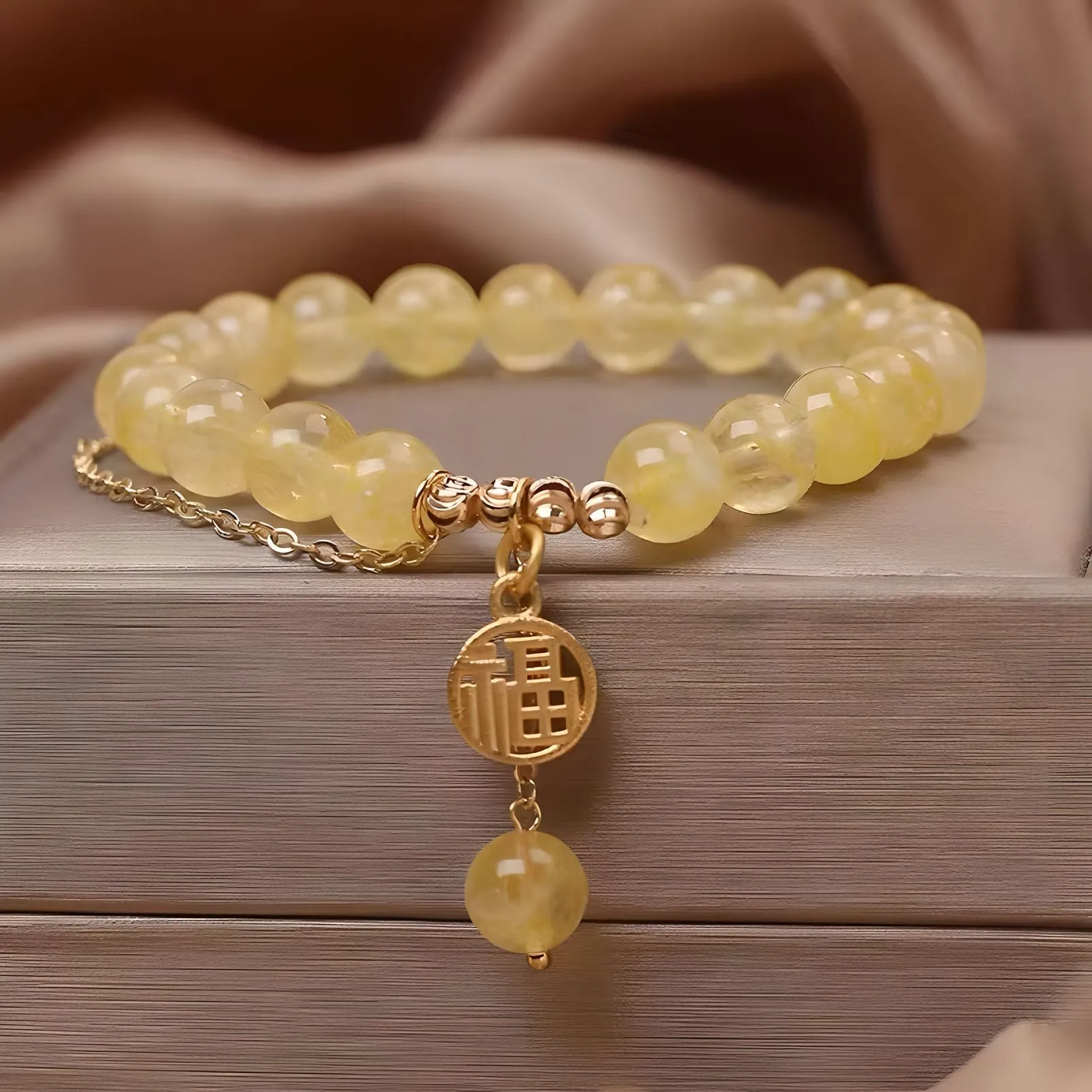 Luxyin Susanna Citrine Crystal Bead Bracelet