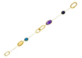 Marco Bicego Italian Multi-Gem 18 Karat Gold Murano Station Bracelet