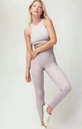 Margo Ribbed Leggings in Pale Blue and Lilac