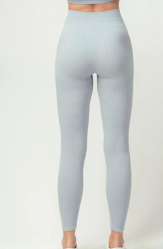 Margo Ribbed Leggings in Pale Blue and Lilac