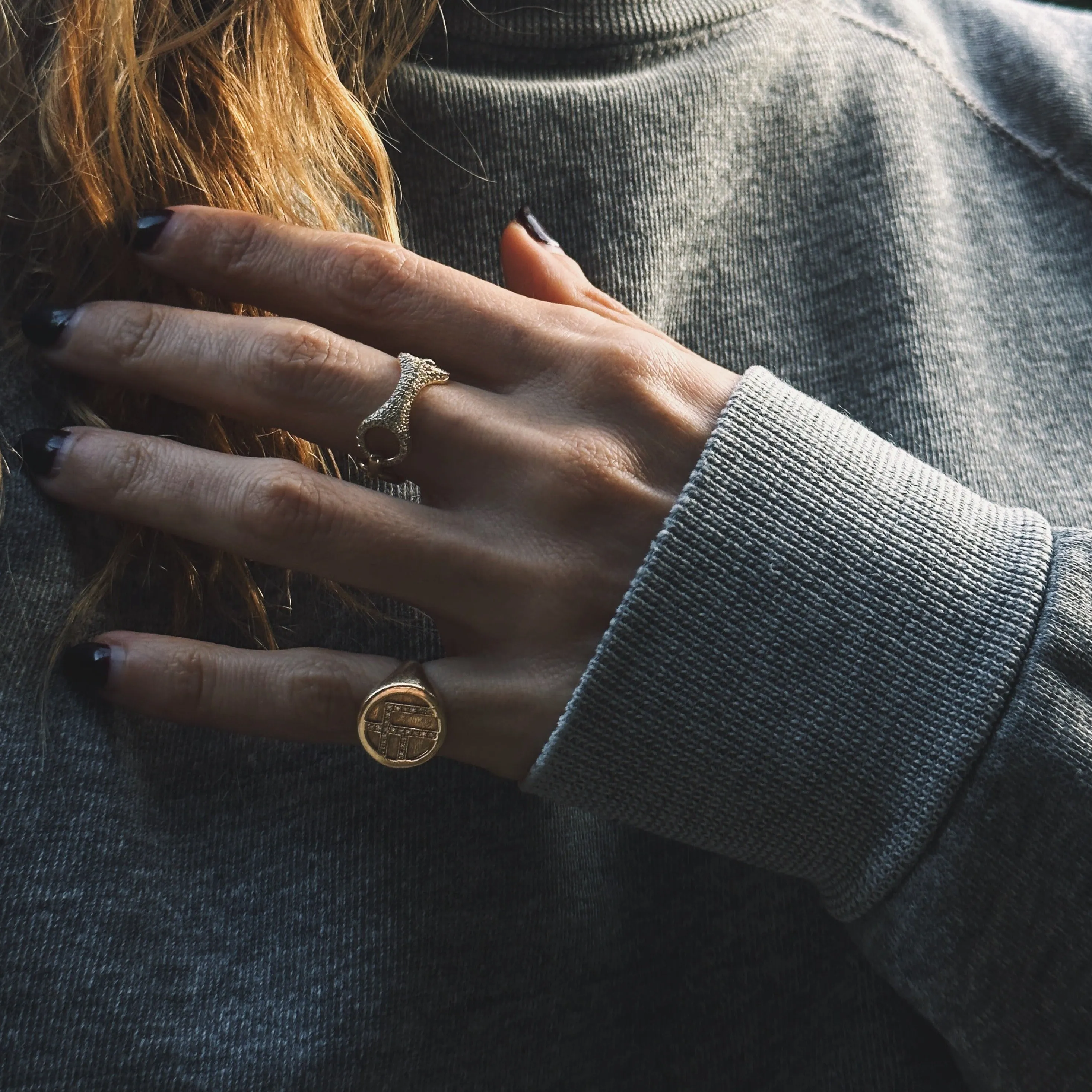 Medallion Rings with Center White Pavé Diamonds