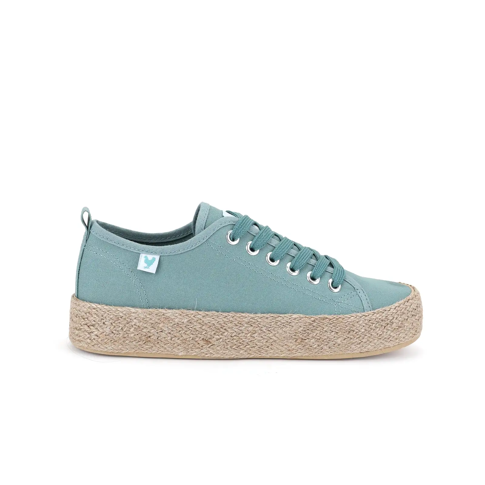 Mediterranean green canvas lace-up espadrille sneakers