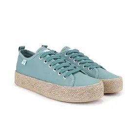 Mediterranean green canvas lace-up espadrille sneakers