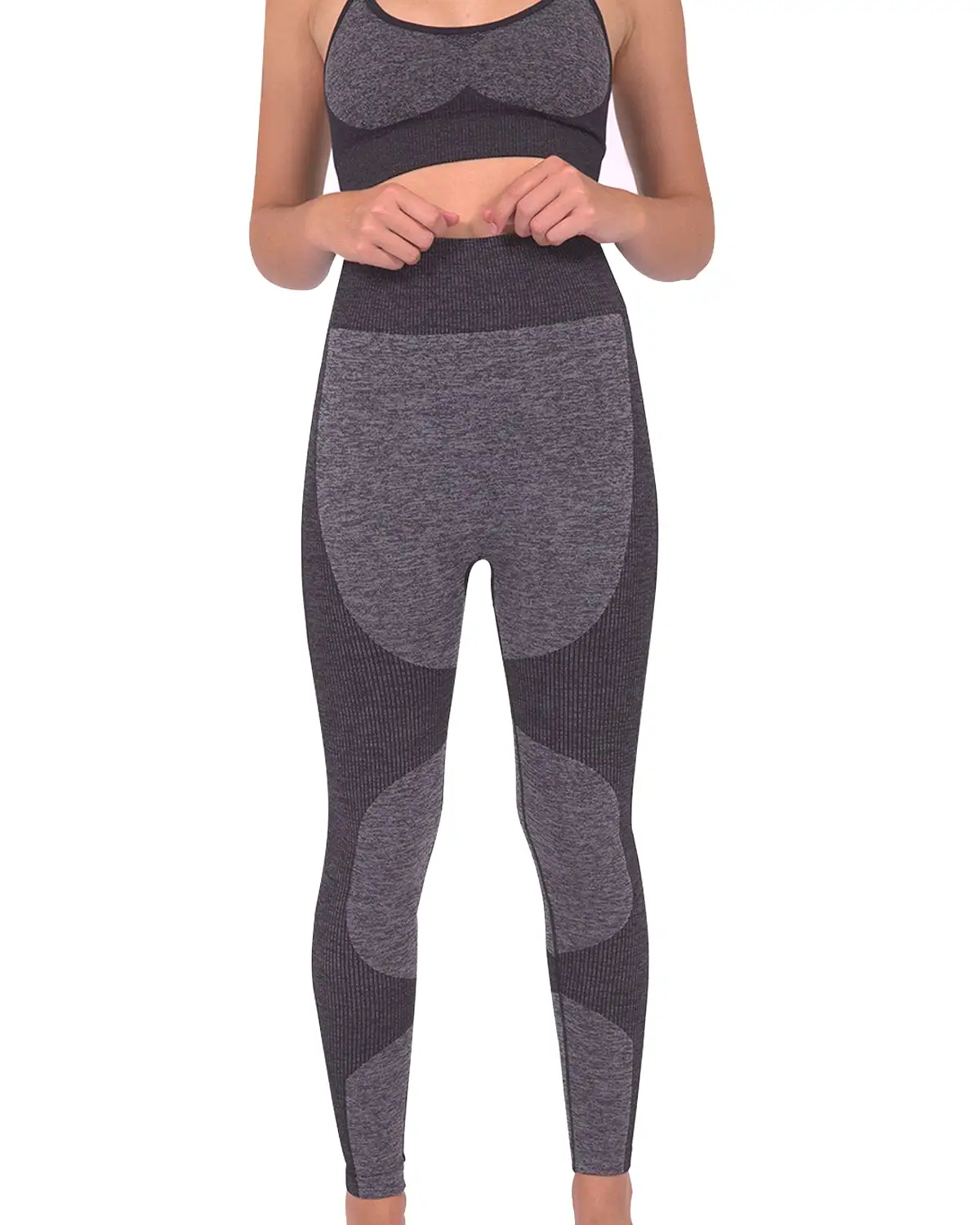 Megara Seamless Legging with Striped Panels Black