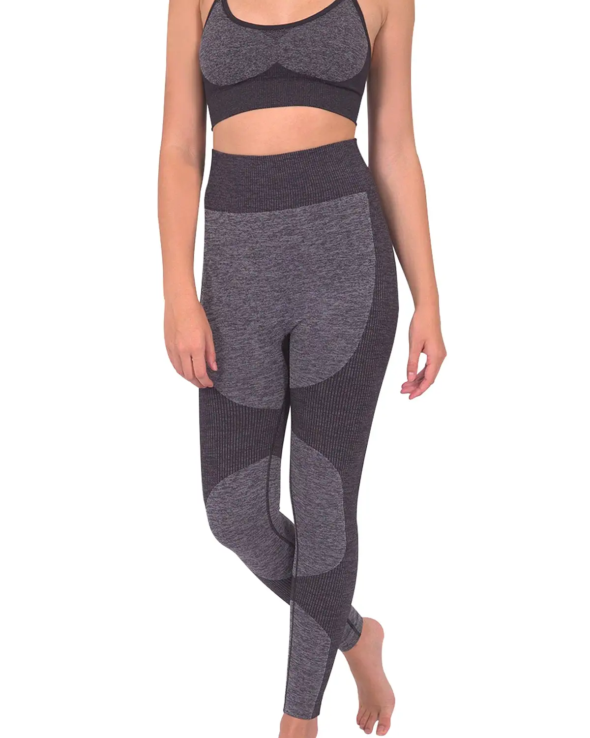 Megara Seamless Legging with Striped Panels Black