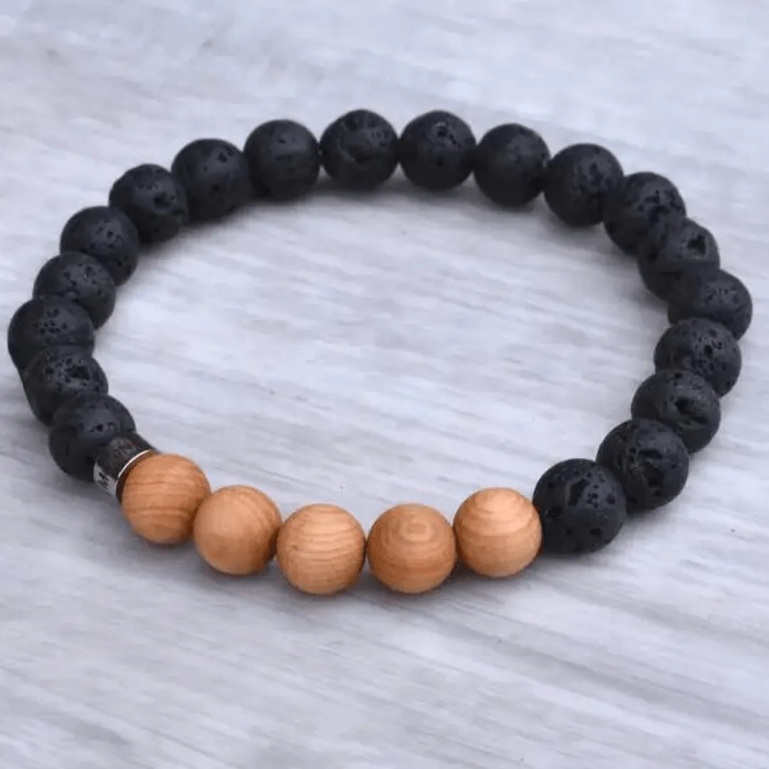 Men's Gemstone & Cedar Wood Bracelet