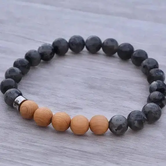 Men's Gemstone & Cedar Wood Bracelet