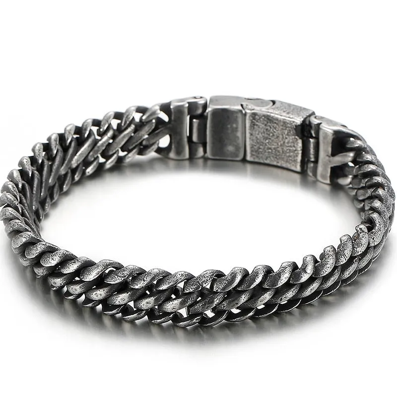 Men's Vintage Stainless Steel Magnet Clasp Mannen Armband Bracelet