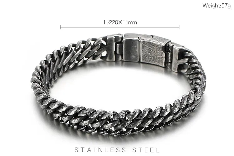 Men's Vintage Stainless Steel Magnet Clasp Mannen Armband Bracelet