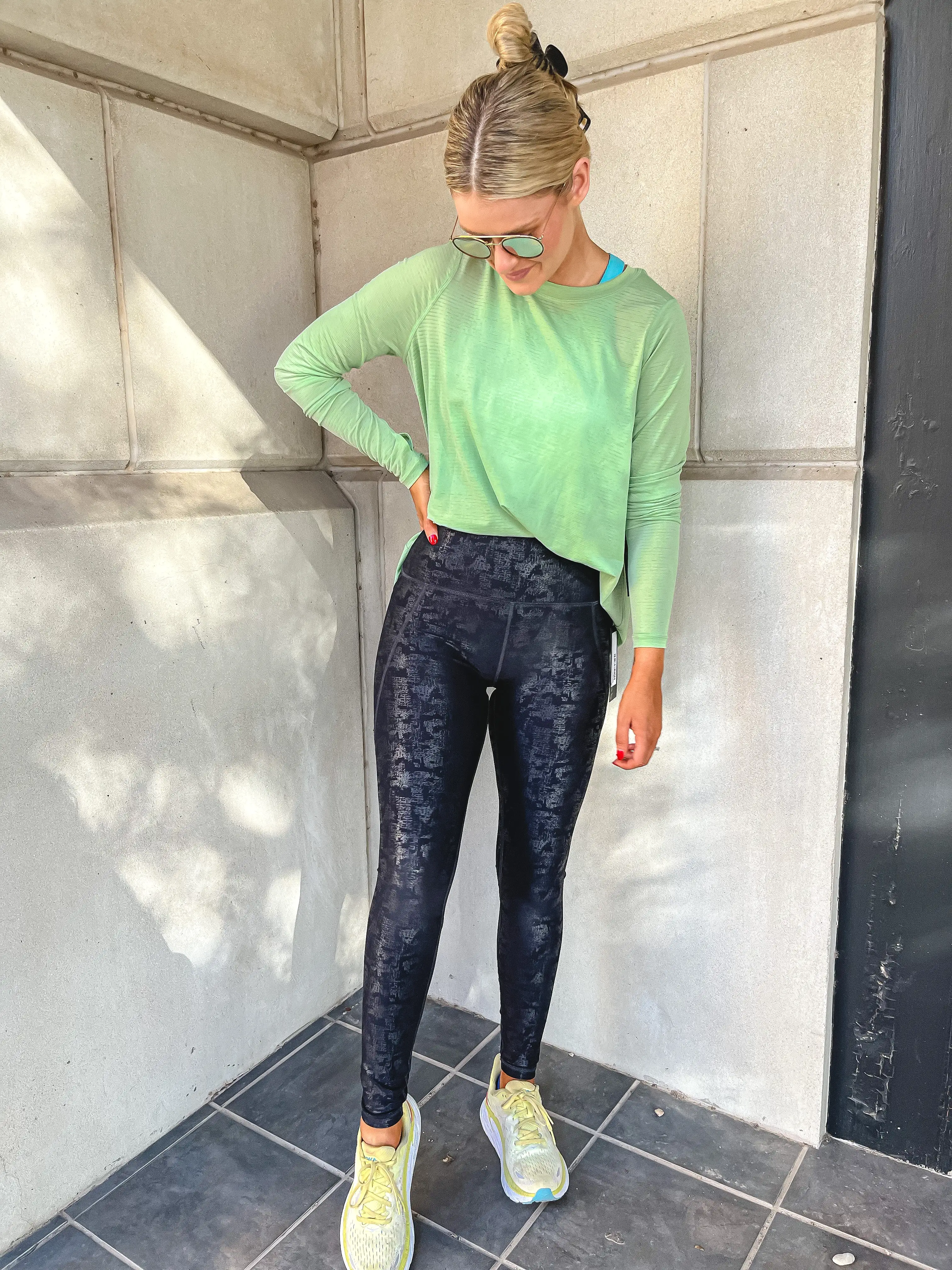 Metallic Foil Highwaisted Leggings With Side Pockets