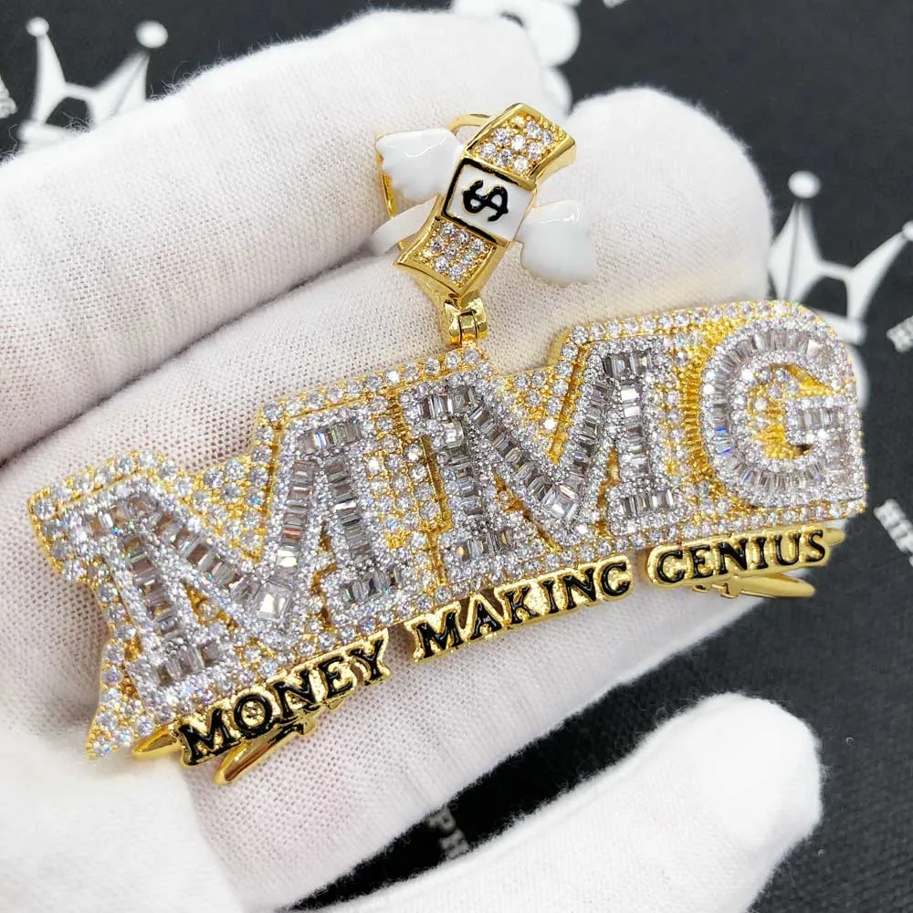 MMG Money Making Genius CZ Hip Hop Iced Out Pendant