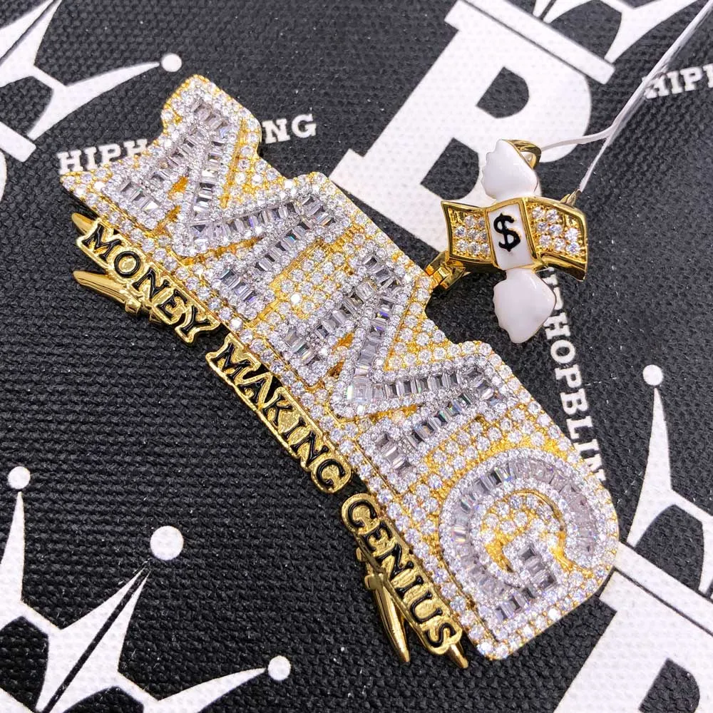 MMG Money Making Genius CZ Hip Hop Iced Out Pendant