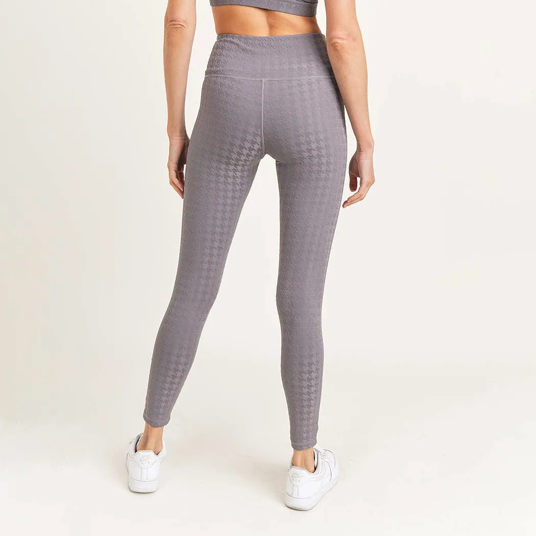 Mono B Textured Houndstooth High Waist Leggings Plum Gray