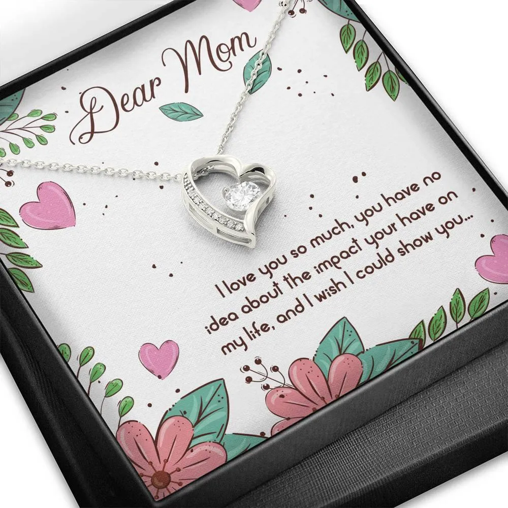 Mother's Day Necklace Gift, Heart with Crystal Pendant