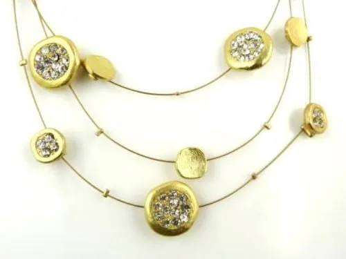 New Pave and Gold Disc Necklace & Earring Set by Liza Kim