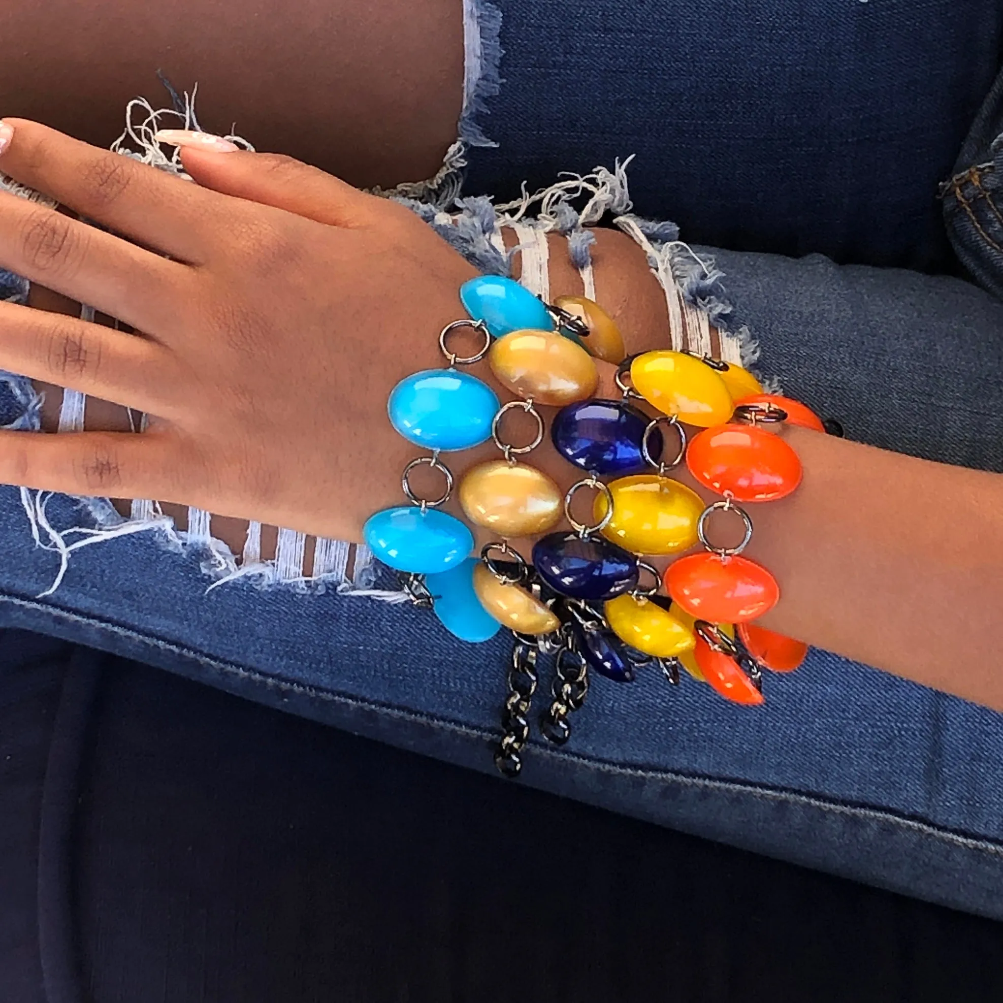 Orange Jelly Bean Stations Bracelet