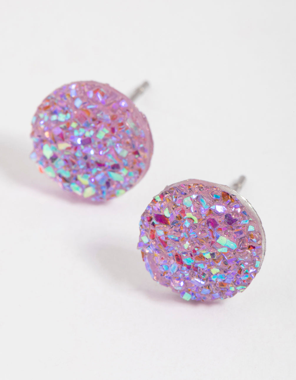 Plastic Pink Crackle Texture Stud Earrings