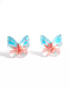 Plastic Resin Butterfly Stud Earrings