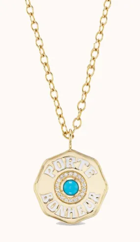 Porte Bonheur Enamel Coin Necklace