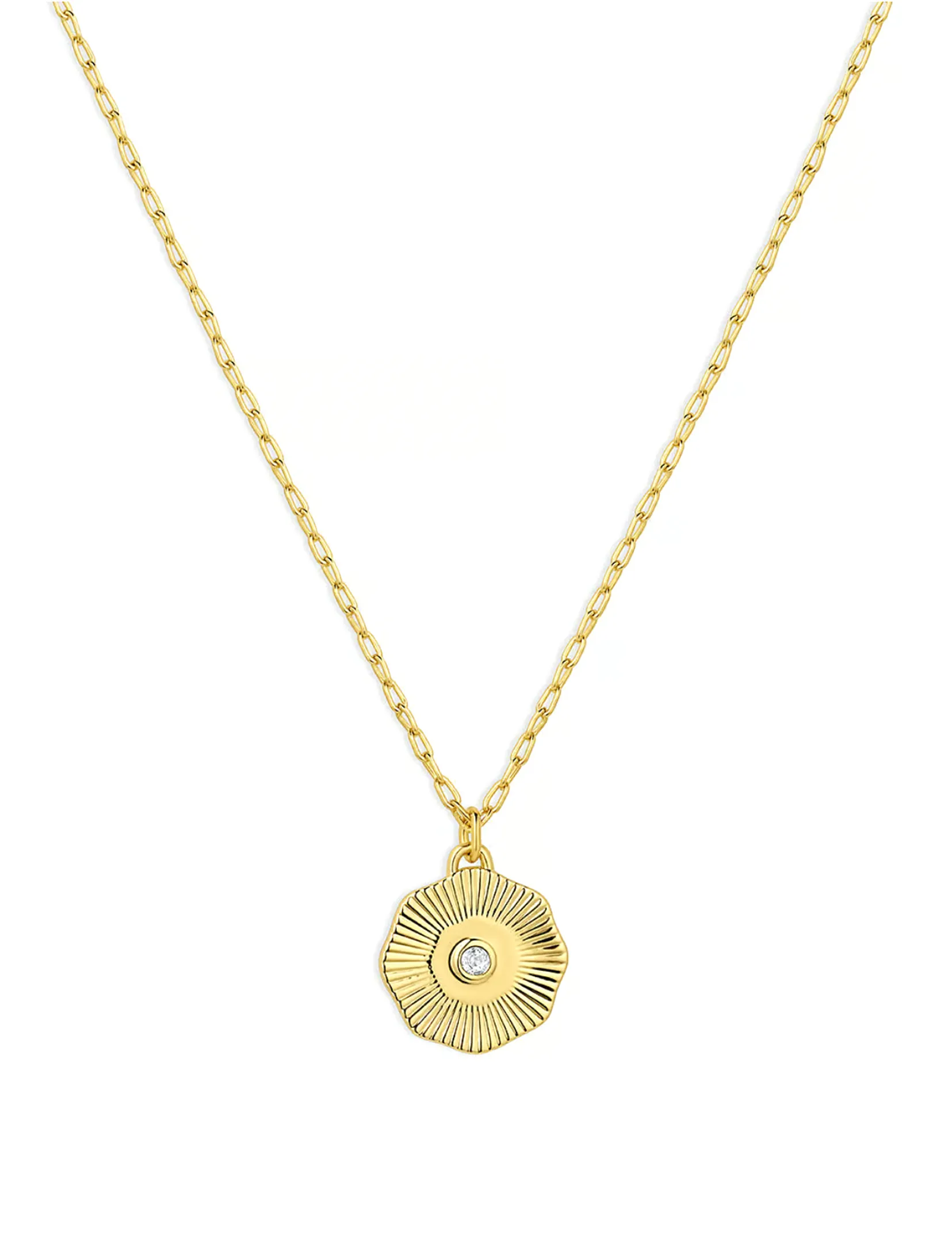 Power Birthstone Coin Necklace (April), Gold/White Topaz