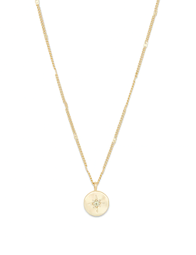 Power Birthstone Coin Necklace (August), Gold/Peridot