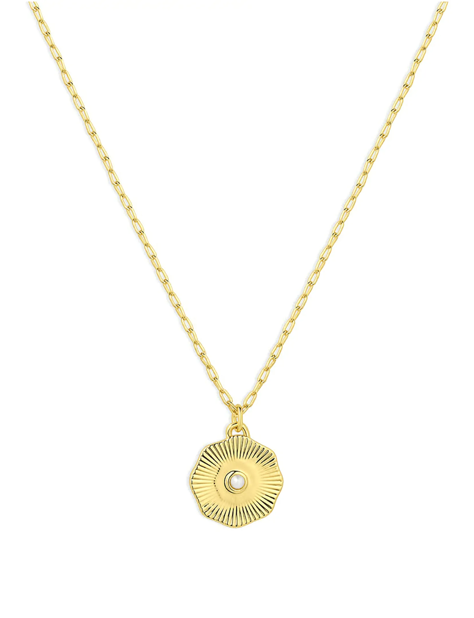 Power Birthstone Coin Necklace (June), Gold/Pearl