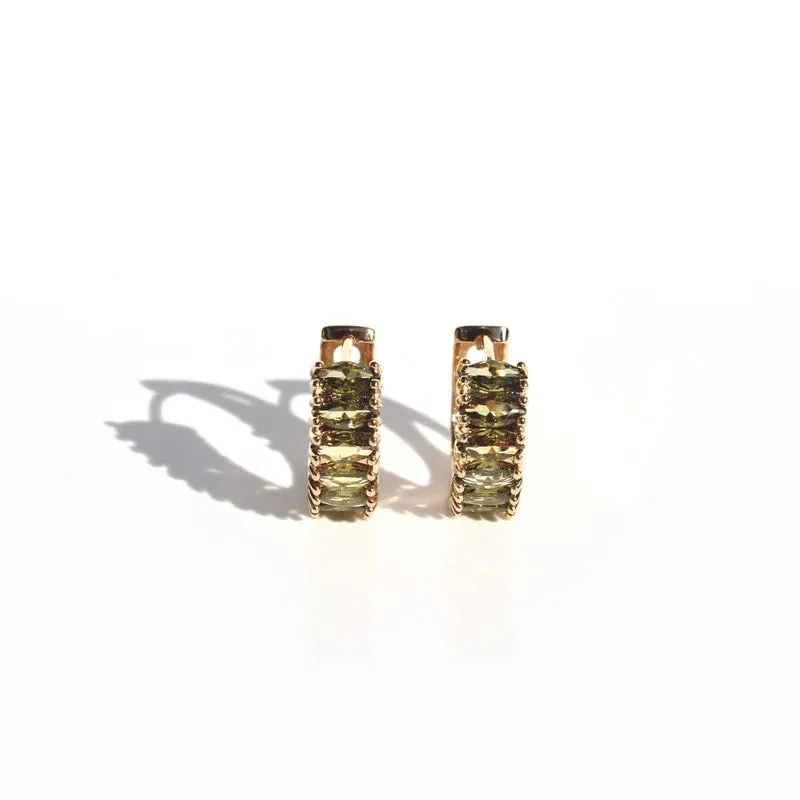 Queen Of The Foxes - Peridot Huggie Earrings Gold