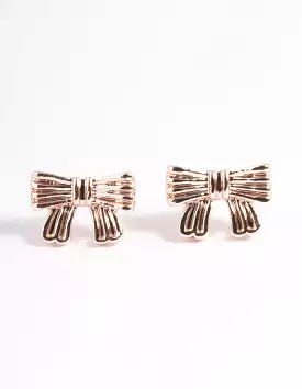 Rose Gold Bow Stud Earrings