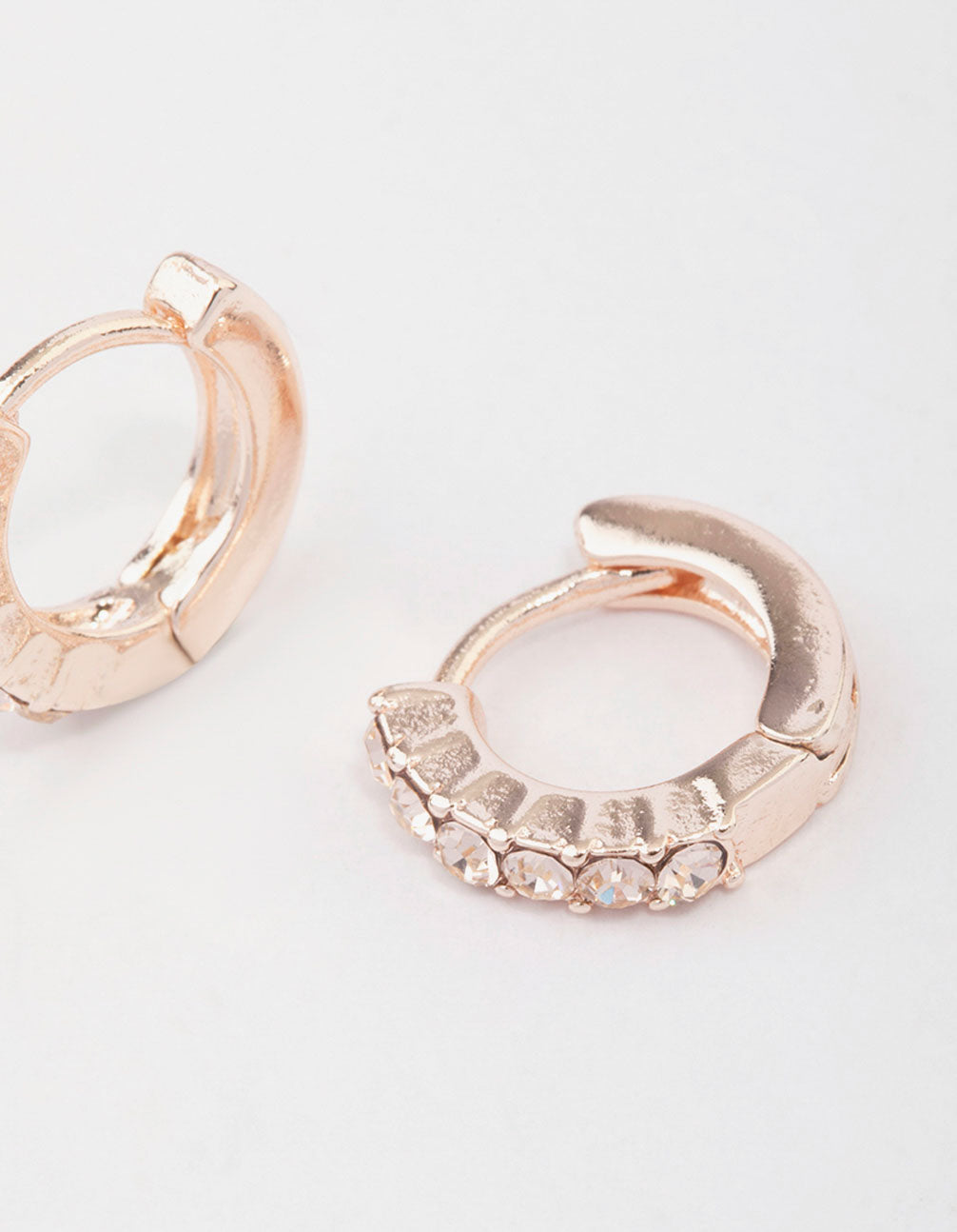 Rose Gold Crystal Huggie Hoop Earrings