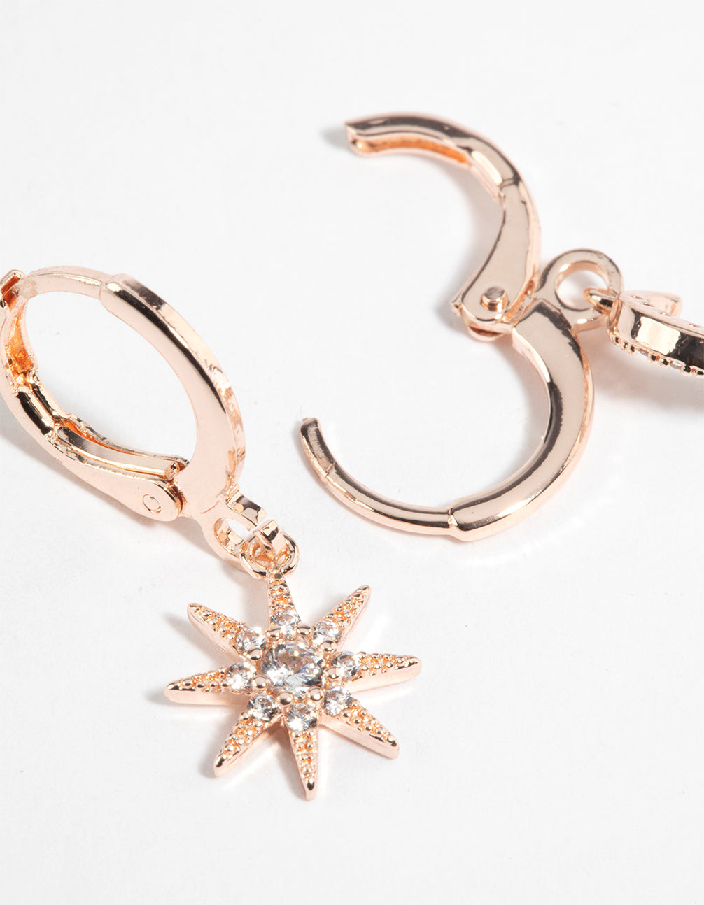 Rose Gold Diamante Celestial Huggie Hoop Earrings