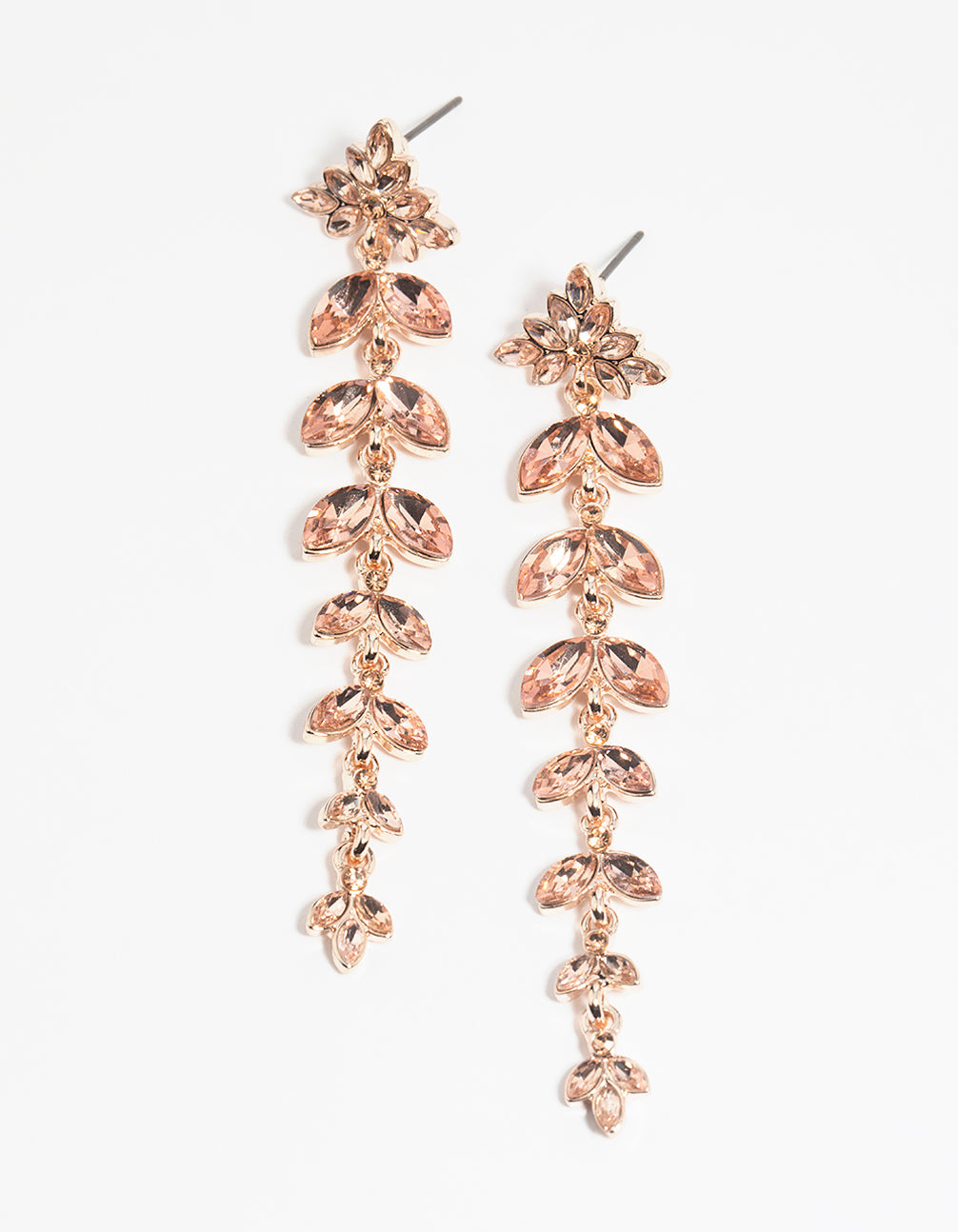 Rose Gold Navette Diamante Drop Earrings