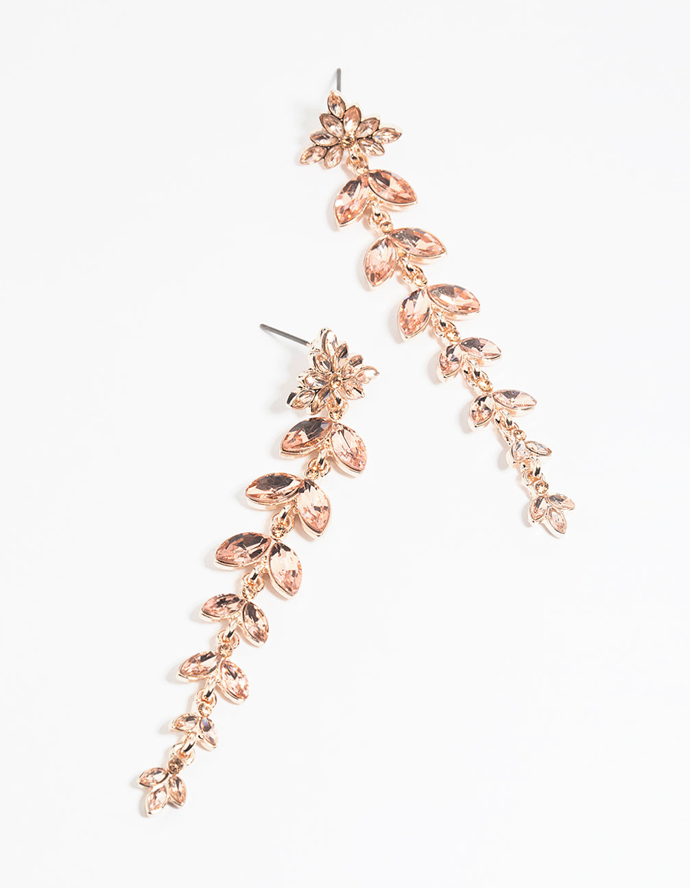 Rose Gold Navette Diamante Drop Earrings