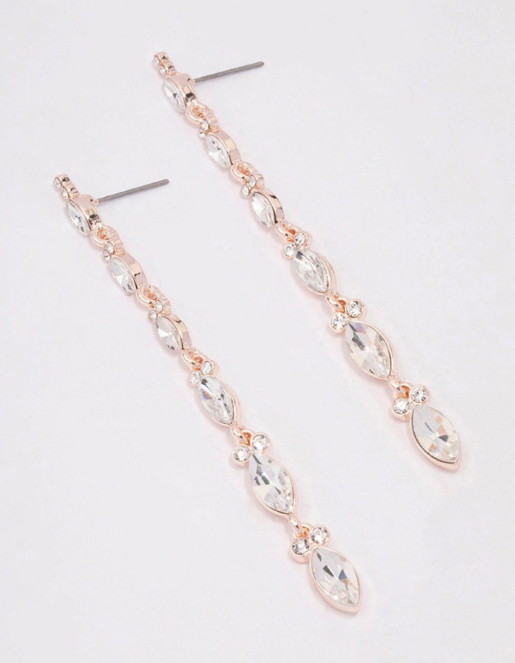 Rose Gold Pear Cupchain Drop Earrings