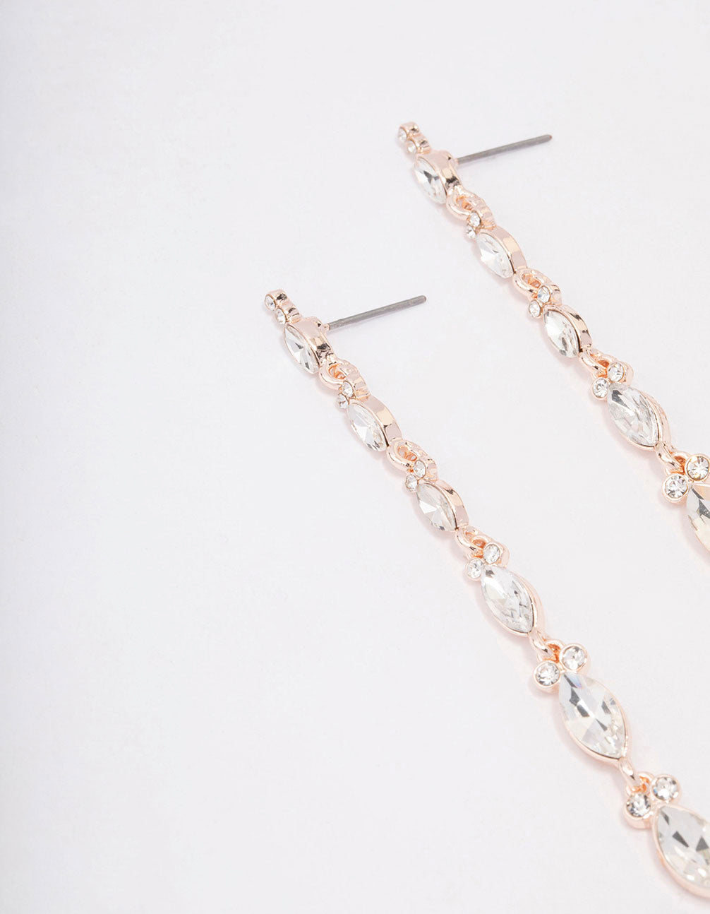 Rose Gold Pear Cupchain Drop Earrings