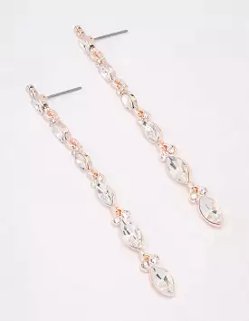 Rose Gold Pear Cupchain Drop Earrings