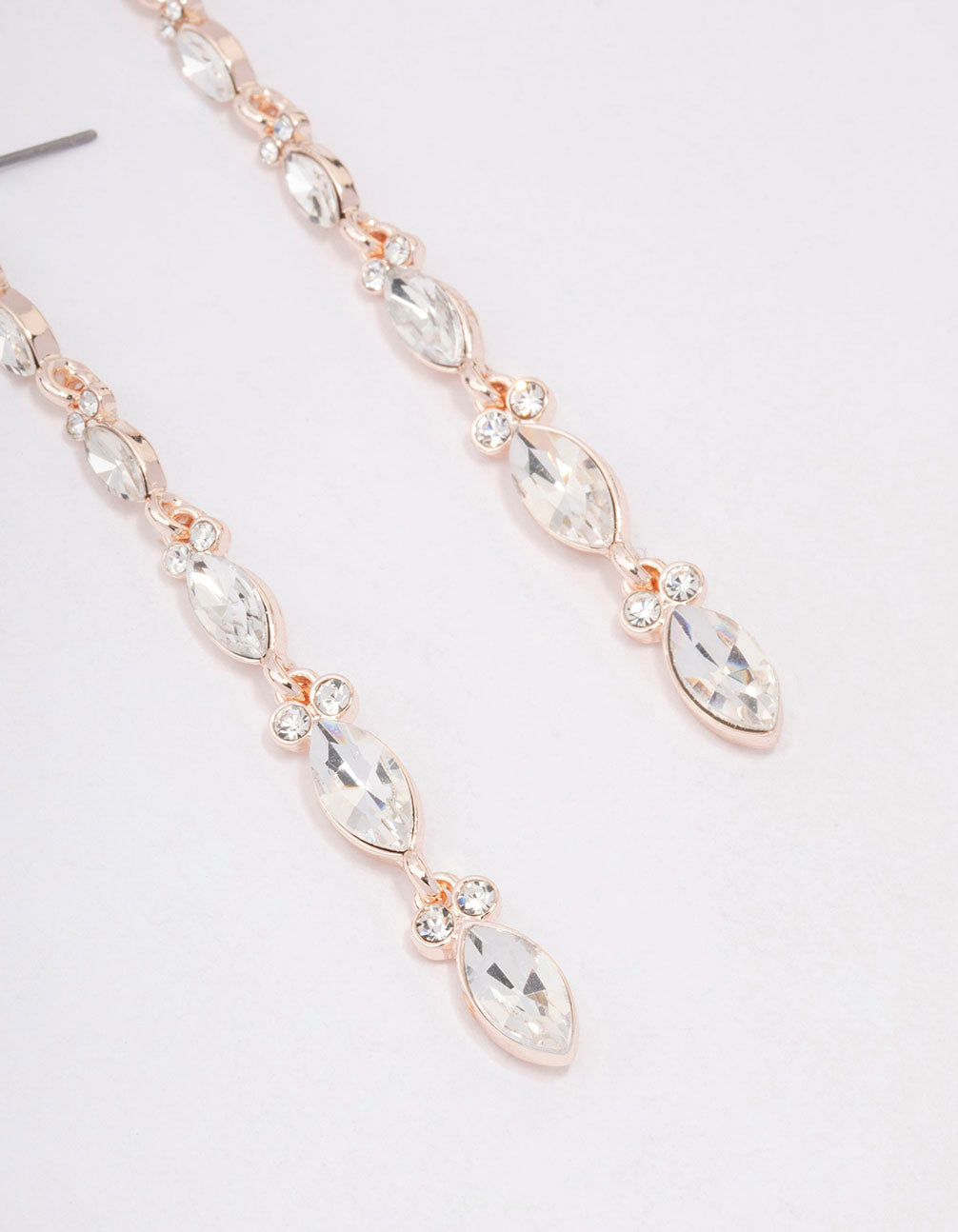 Rose Gold Pear Cupchain Drop Earrings